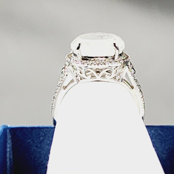 Premium Moonstone & White Zircon halo ring in Plat over 925SS sz 7 10.60 cts - Picture 5 of 5